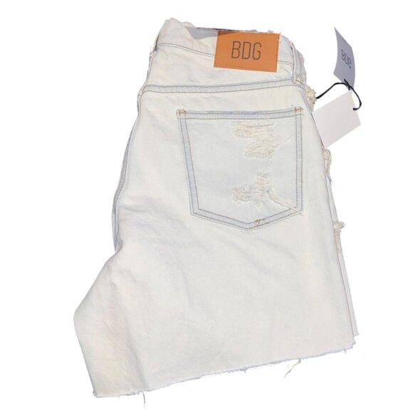 BDG Womens Distressed High-Rise Faded Blue Denim Shorts Sz 27" Waist - Picture 4 of 8